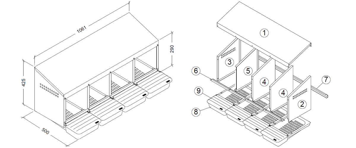 Snáškové hnízdo čtyřmístné rozměry Ii